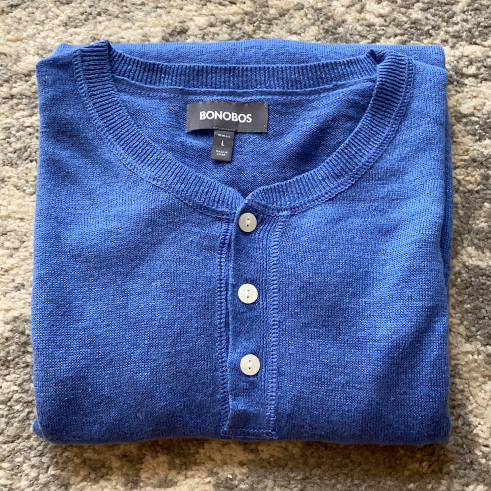 Men’s Bonobos Blue Short Sleeve Henley